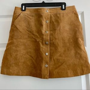 Warehouse Suede Button Down Skirt